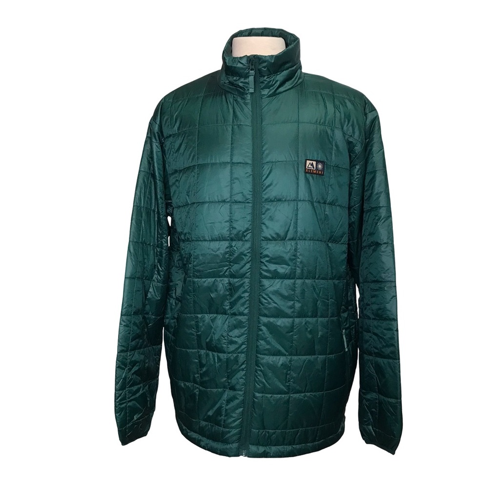 Element Track Puff Ultraligh Jacket Men’s Size XL Green Mock Neck Zip Pocket’s